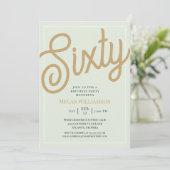 Groen en Gold Script 60th Birthday Kaart (Staand voorkant)
