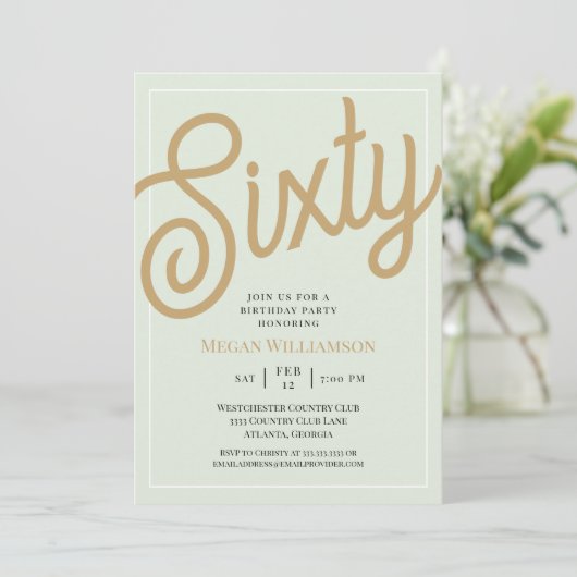 Groen en Gold Script 60th Birthday Kaart (Staand voorkant)