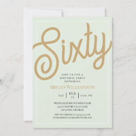 Groen en Gold Script 60th Birthday Kaart