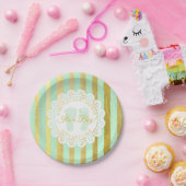 Groen en Gold Striped Bord voor persoonlijk schoei (Feest)