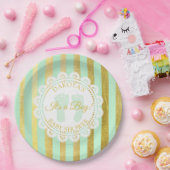 Groen en Gold Striped Bord voor persoonlijk schoei (Feest)