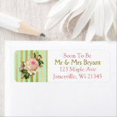Groen en Gold Striped Roos Return Address Label (Insitu)