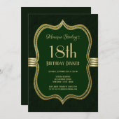 Groen en goud 18e geboortedag kaart (Voorkant / Achterkant)