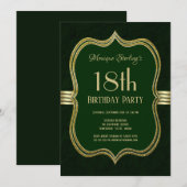 Groen en goud 18e verjaardag kaart (Voorkant / Achterkant)