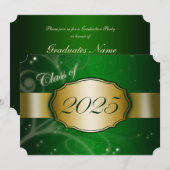 Groen en Goud 2025 Afstudeerfeest Kaart (Voorkant / Achterkant)