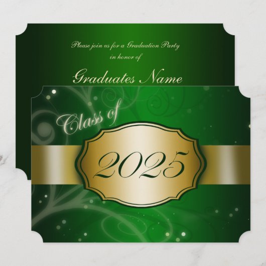 Groen en Goud 2025 Afstudeerfeest Kaart (Voorkant / Achterkant)