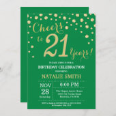 Groen en Goud 21e Verjaardag Diamant Kaart (Voorkant / Achterkant)
