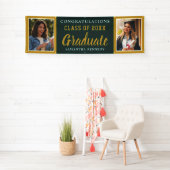 Groen En Goud 2 Foto Congrats 2026 Afstuderen Spandoek (Insitu)