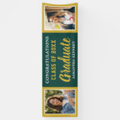 Groen En Goud 2 Foto Congrats 2026 Afstuderen Spandoek (Verticaal)
