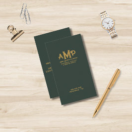 Groen en Goud 3 Letter Monogram Business Logo Visitekaartje