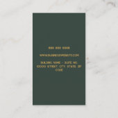 Groen en Goud 3 Letter Monogram Business Logo Visitekaartje (Achterkant)