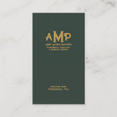 Groen en Goud 3 Letter Monogram Business Logo Visitekaartje (Voorkant)