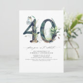Groen en Goud 40e Verjaardag Uitnodiging (Staand voorkant)