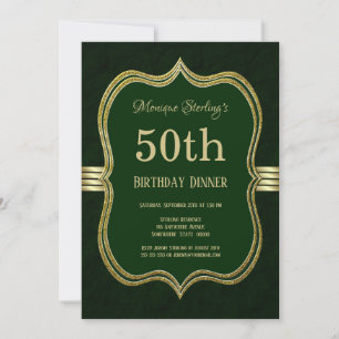 Groen en goud 50th Birthday Dinner Party Kaart