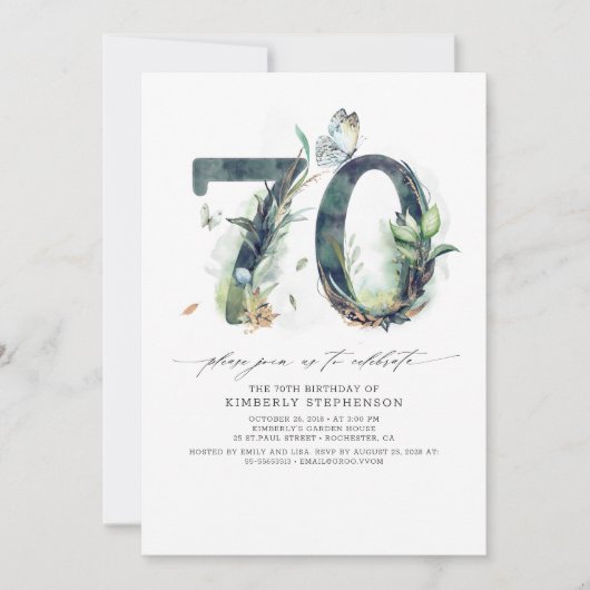 Groen en Goud 70e Verjaardag Uitnodiging (Voorkant)