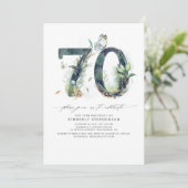 Groen en Goud 70e Verjaardag Uitnodiging (Staand voorkant)