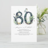 Groen en Goud 80e Verjaardag Uitnodiging (Staand voorkant)