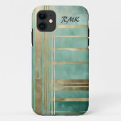 Groen en Goud Abstract #3 Gepersonaliseerd Case-Mate iPhone Case (Achterkant)