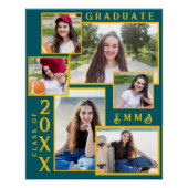 Groen en Goud Afstuderen Aankondiging Multi Photo Perfect Poster (Voorkant)