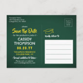 Groen en Goud Afstuderen Foto Save the Date Briefkaart (Achterkant)
