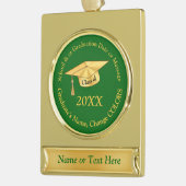 Groen en Goud Afstuderen Kerst Ornamenten Verguld Banner Ornament (Links)