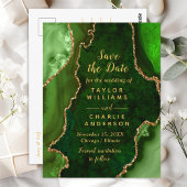 Groen en Goud Agaat Marmer Save The Date Briefkaart