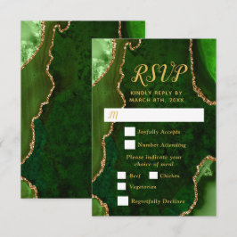 Groen en Goud Agate Maaltijdkeuze RSVP Kaartje
