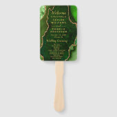 Groen en Goud Agaten Huwelijksprogramma Handwaaier (Voorkant)