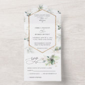 Groen en Goud All-in-One All In One Uitnodiging (Binnen)