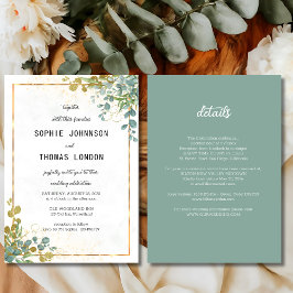 Groen en goud All In One eucalyptus waterverf Kaart