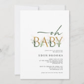 Groen en Goud Alles In Een Baby shower Kaart (Voorkant)