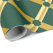 Groen en Goud Arabesk Wrapping Paper (Roll) Cadeaupapier (Rol Hoek)