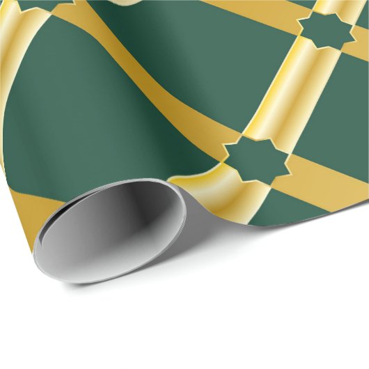 Groen en Goud Arabesk Wrapping Paper (Roll) Cadeaupapier (Rol Hoek)