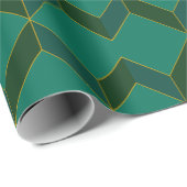 Groen en goud Art Deco diamant inpakpapier (Rol Hoek)