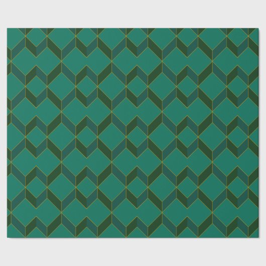 Groen en goud Art Deco diamant inpakpapier (Zoom)