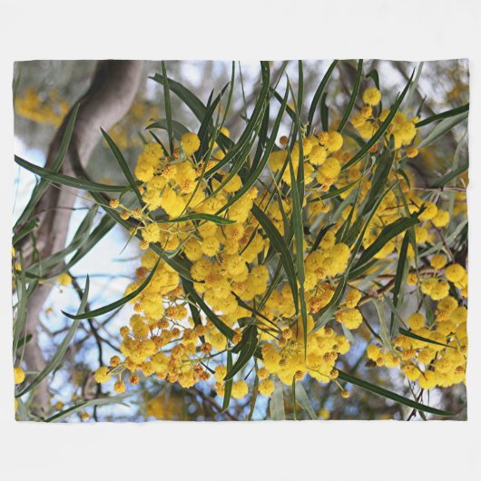 Groen en goud Australische watersbloesems Fleece Deken (Voorkant (Horizontaal))