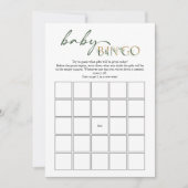Groen en Goud Baby shower Baby Bingo Kaart (Voorkant)