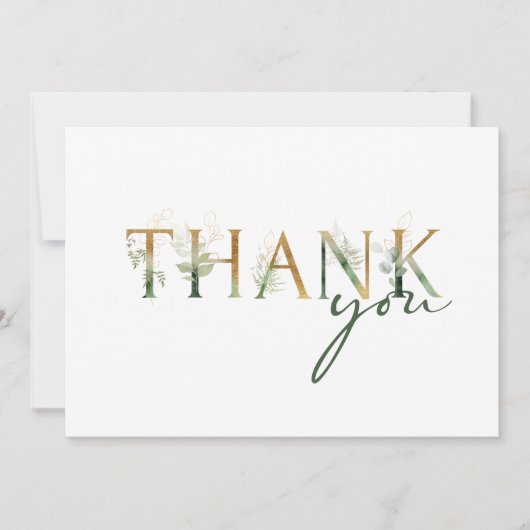 Groen en Goud Baby shower Flat Dank u kaart (Voorkant)