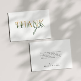 Groen en Goud Baby shower Flat Dank u kaart