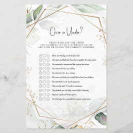 Groen en goud Baby shower gamen over of onder?