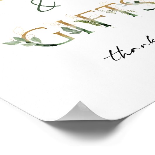 Groen en Goud Baby shower Kaarten en Geschenken Te Poster (Hoek)