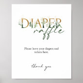 Groen en Goud Baby shower Luier Raffle Sign Poster (Voorkant)