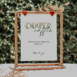 Groen en Goud Baby shower Luier Raffle Sign Poster