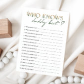 Groen en Goud Baby shower Wie kent papa Kaart