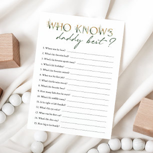 Groen en Goud Baby shower Wie kent papa Kaart