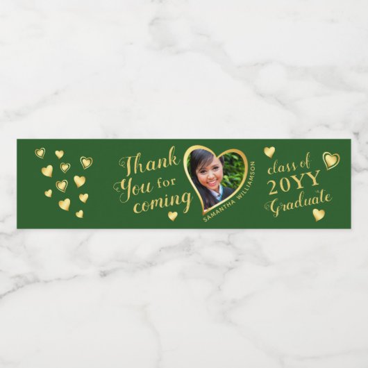 Groen en Goud Bedankt 2025 Afstuderen Waterfles Etiket (Enkel label)