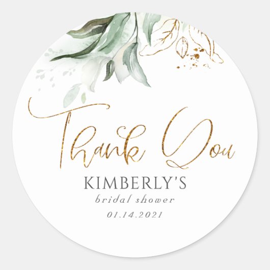 Groen en goud Bedankt Ronde Sticker (Voorkant)