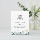 Groen en Goud Berg 'Save The Date'-ansichtkaart Uitnodiging Briefkaart (Staand voorkant)