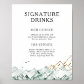 Groen en Goud Berg Signature Dranken Bord Poster (Voorkant)