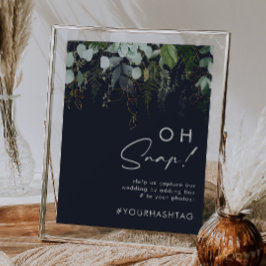 Groen en Goud blad | Donker Marineblauw Oh Snap Ha Poster